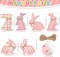 6 Pcs Easter Bunny Wooden Signs Wooden Rabbit Table Decor Pink Bunny Decoration Cute Rabbit Shaped Tabletop Centerpieces for Party Easter Gifts Home Tiered Tray Decor
